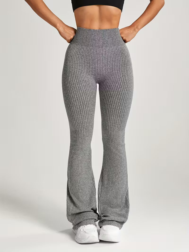 Gestreifte nahtlose Flare-Leggings