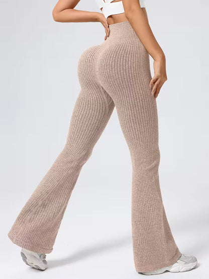Gestreifte nahtlose Flare-Leggings
