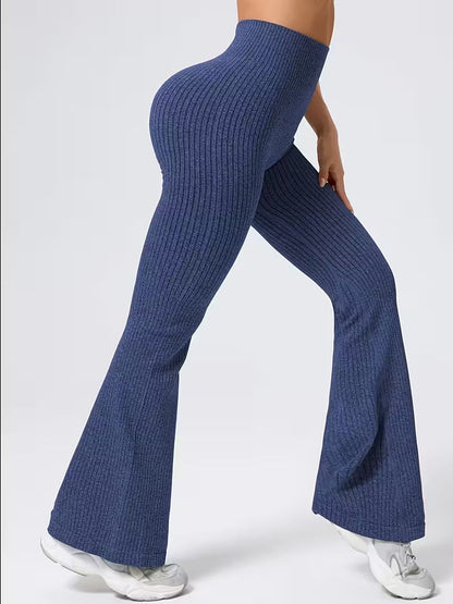 Gestreifte nahtlose Flare-Leggings