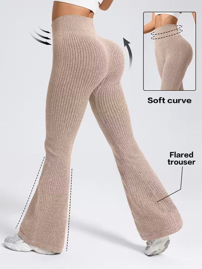 Gestreifte nahtlose Flare-Leggings