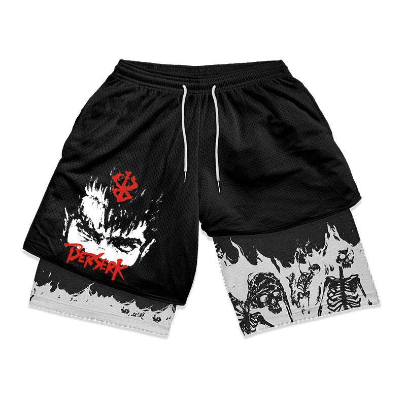 Anime Berserk 2 in 1 Gym shorts - Ironfit