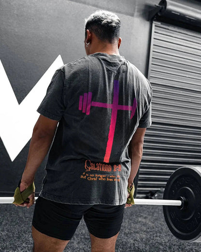 CHRIST WHO LIVES IN ME WASHED T - SHIRT - Ironfit