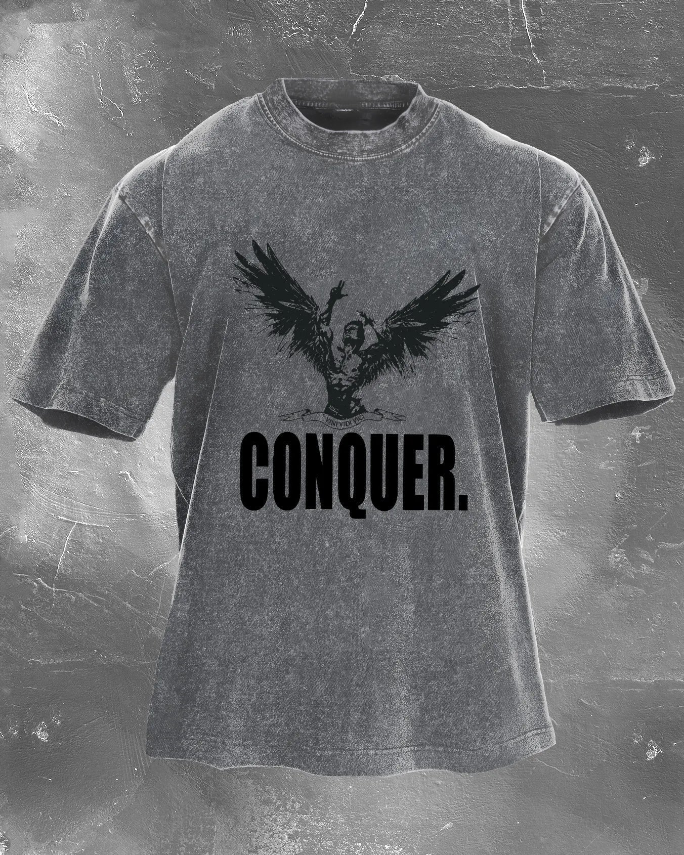 CONQUER HERREN WASHED T-SHIRT - Gymfit