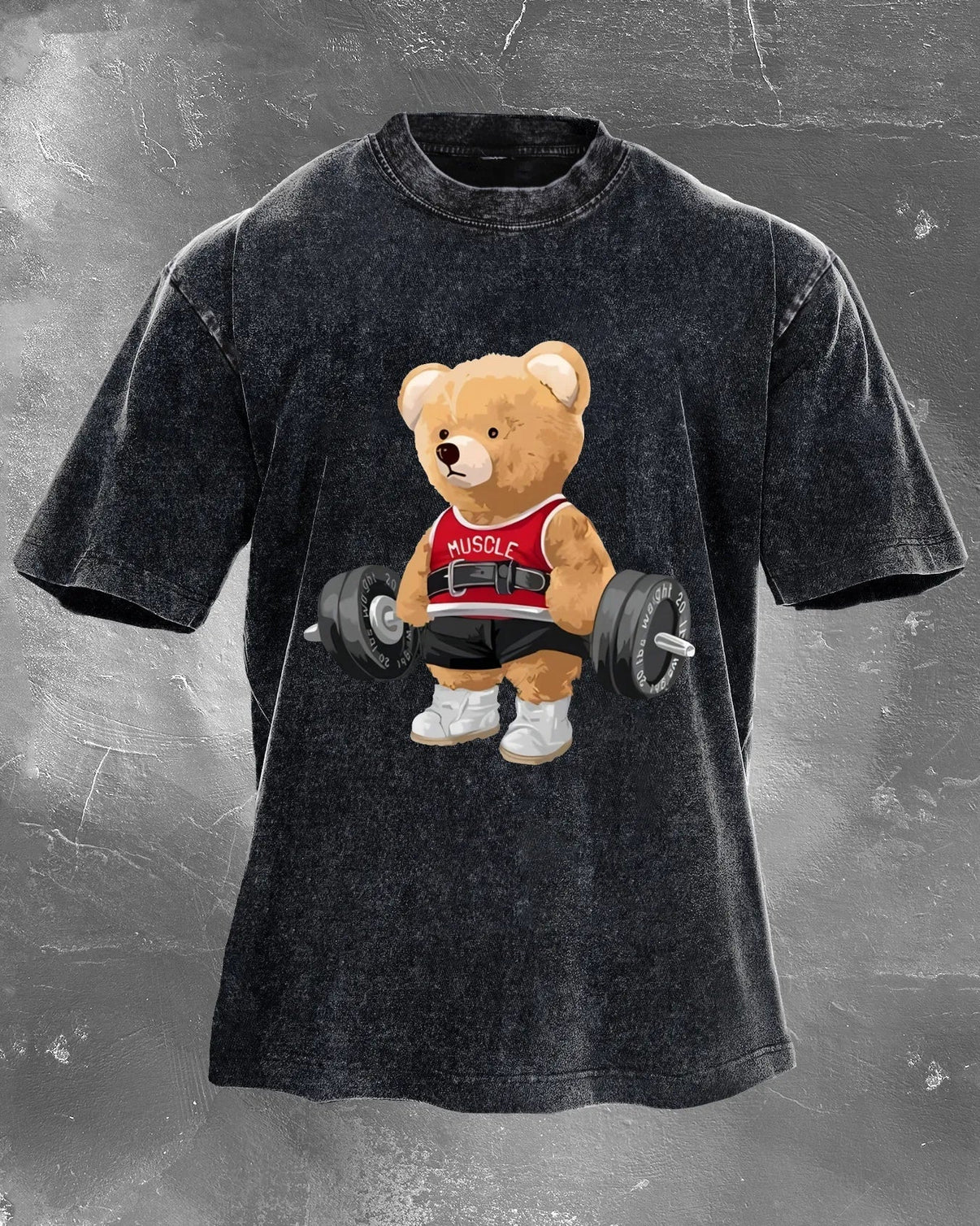 CUTE BEAR LIFTING MEN'S WASHED T - SHIRT - Ironfit