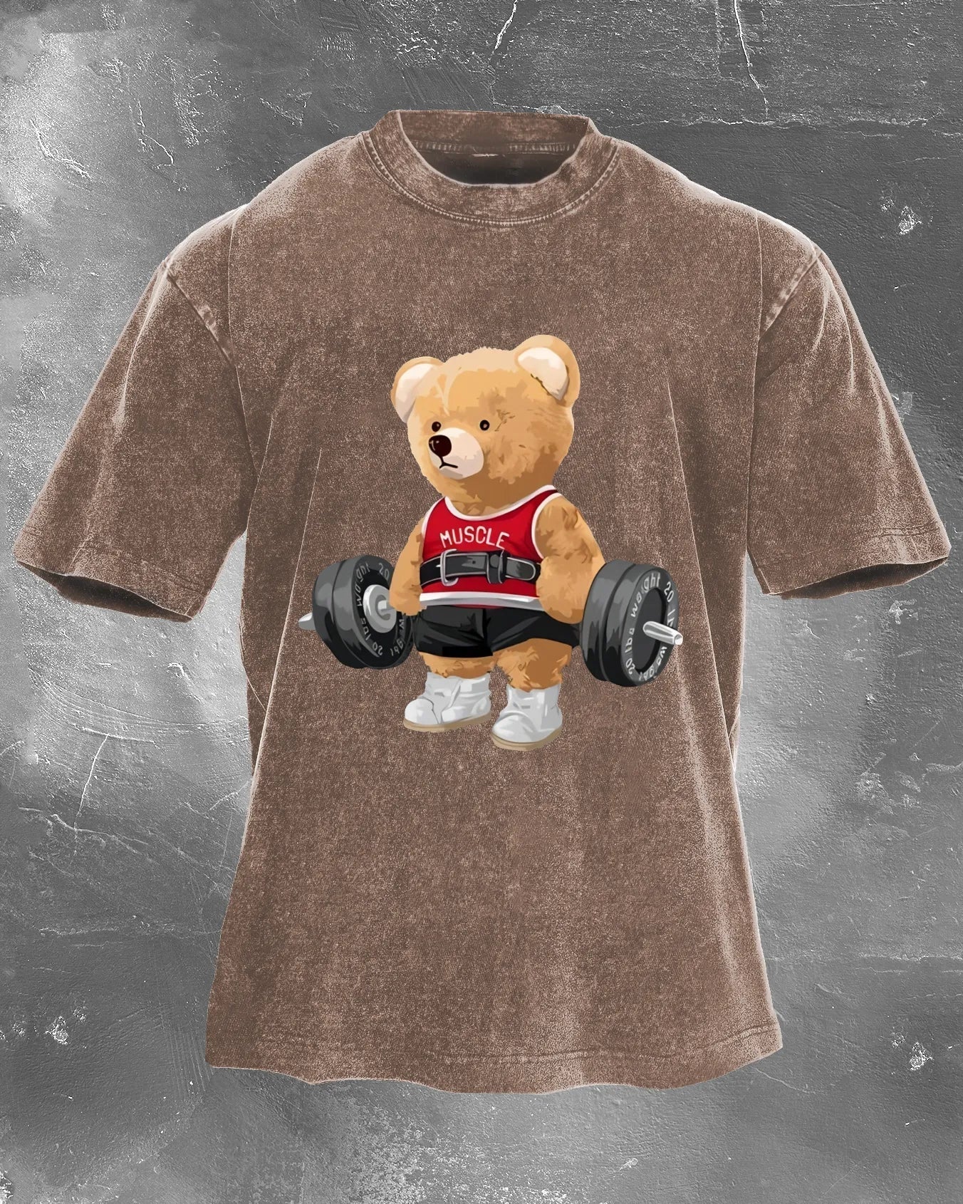 CUTE BEAR LIFTING MEN'S WASHED T - SHIRT - Ironfit