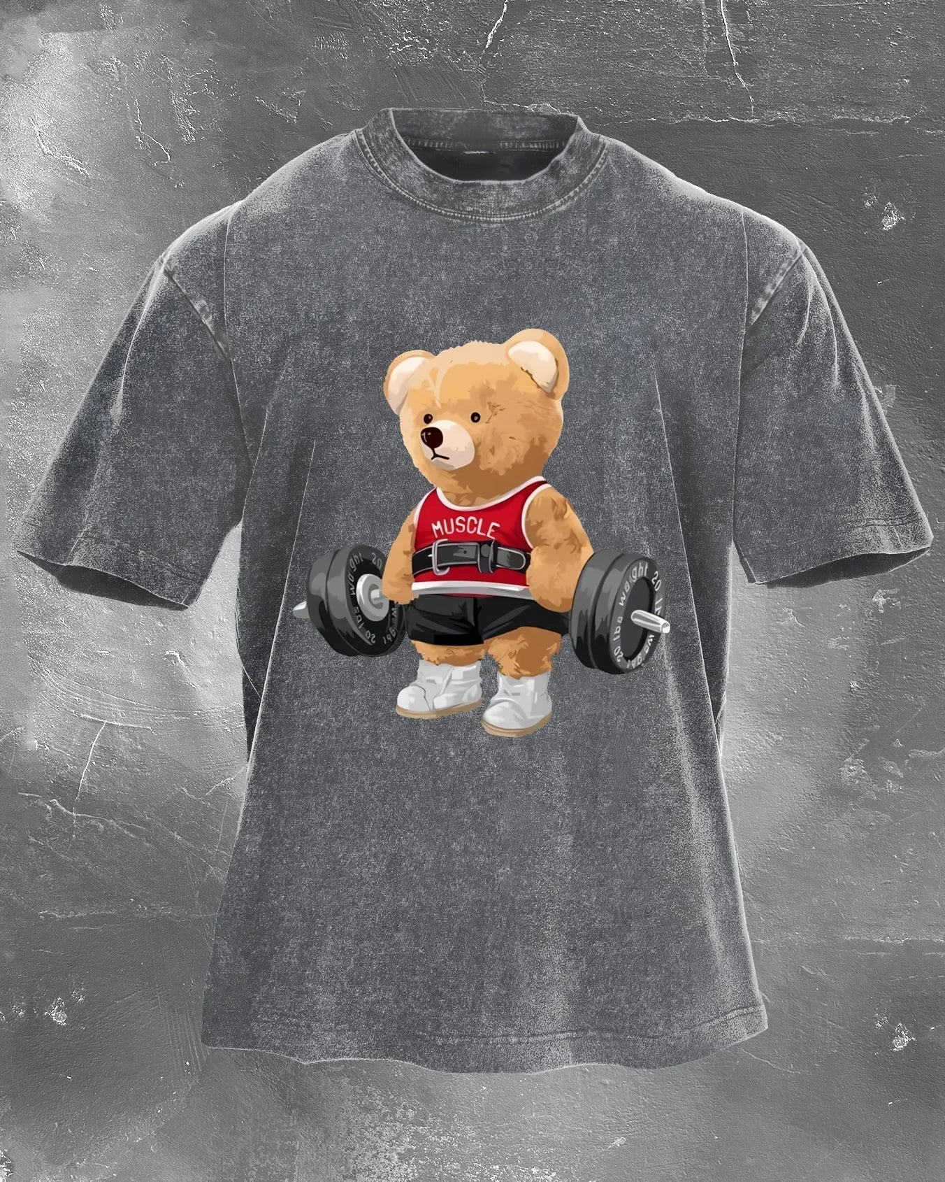 CUTE BEAR LIFTING MEN'S WASHED T - SHIRT - Ironfit