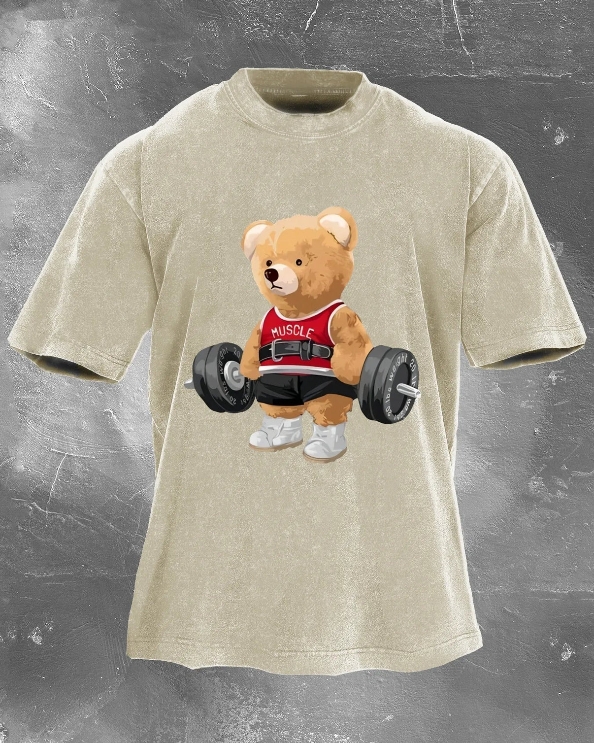 CUTE BEAR LIFTING MEN'S WASHED T - SHIRT - Ironfit