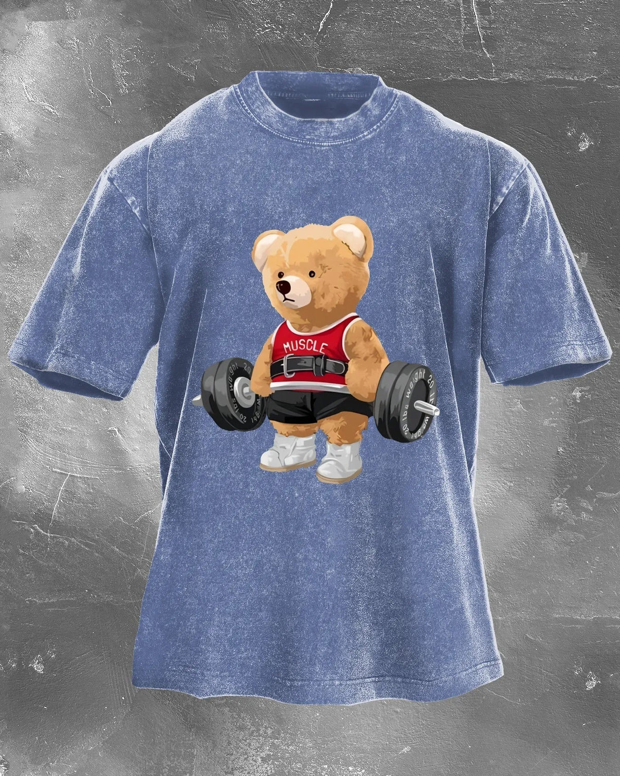 CUTE BEAR LIFTING MEN'S WASHED T - SHIRT - Ironfit