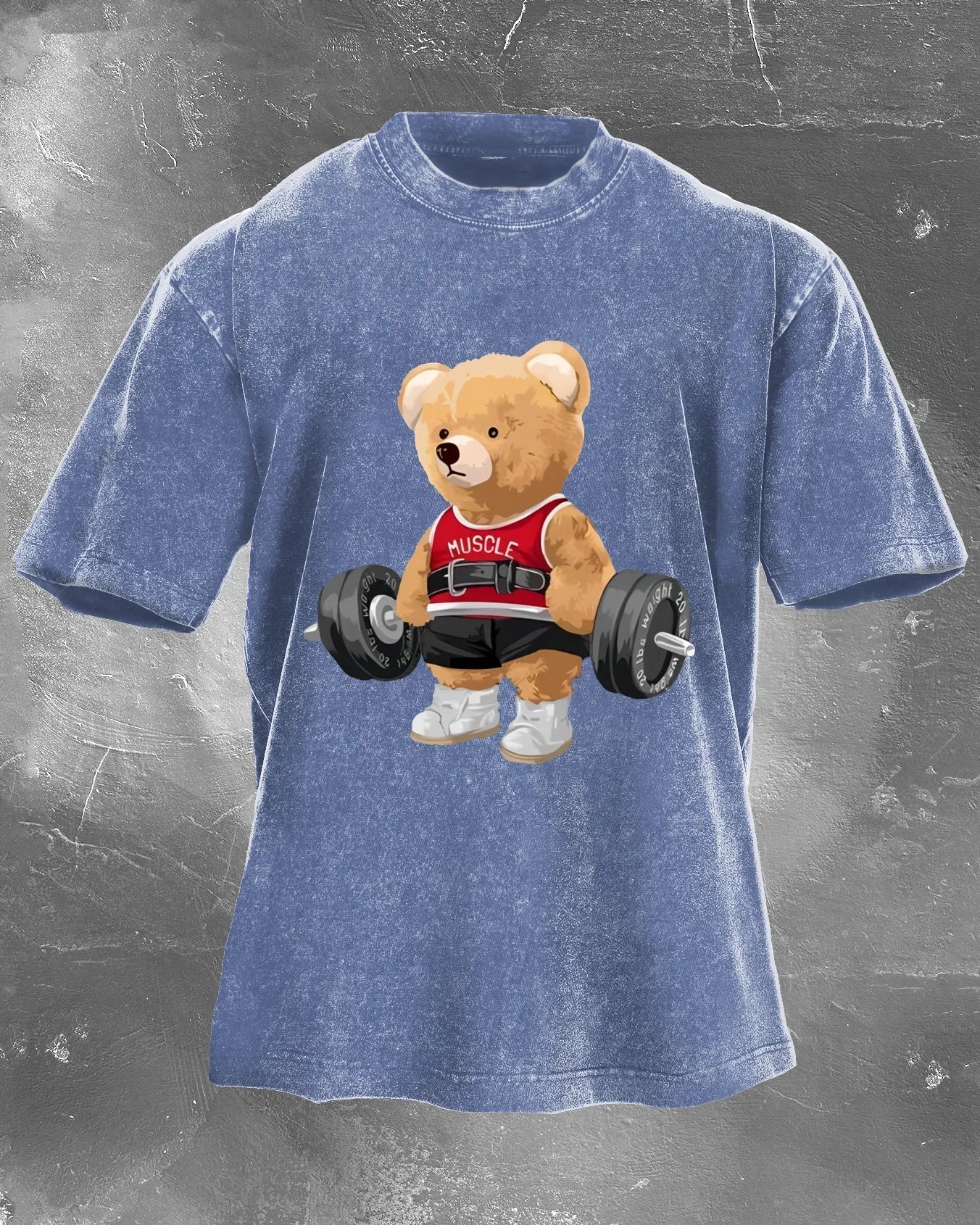 CUTE BEAR LIFTING MEN'S WASHED T - SHIRT - Ironfit