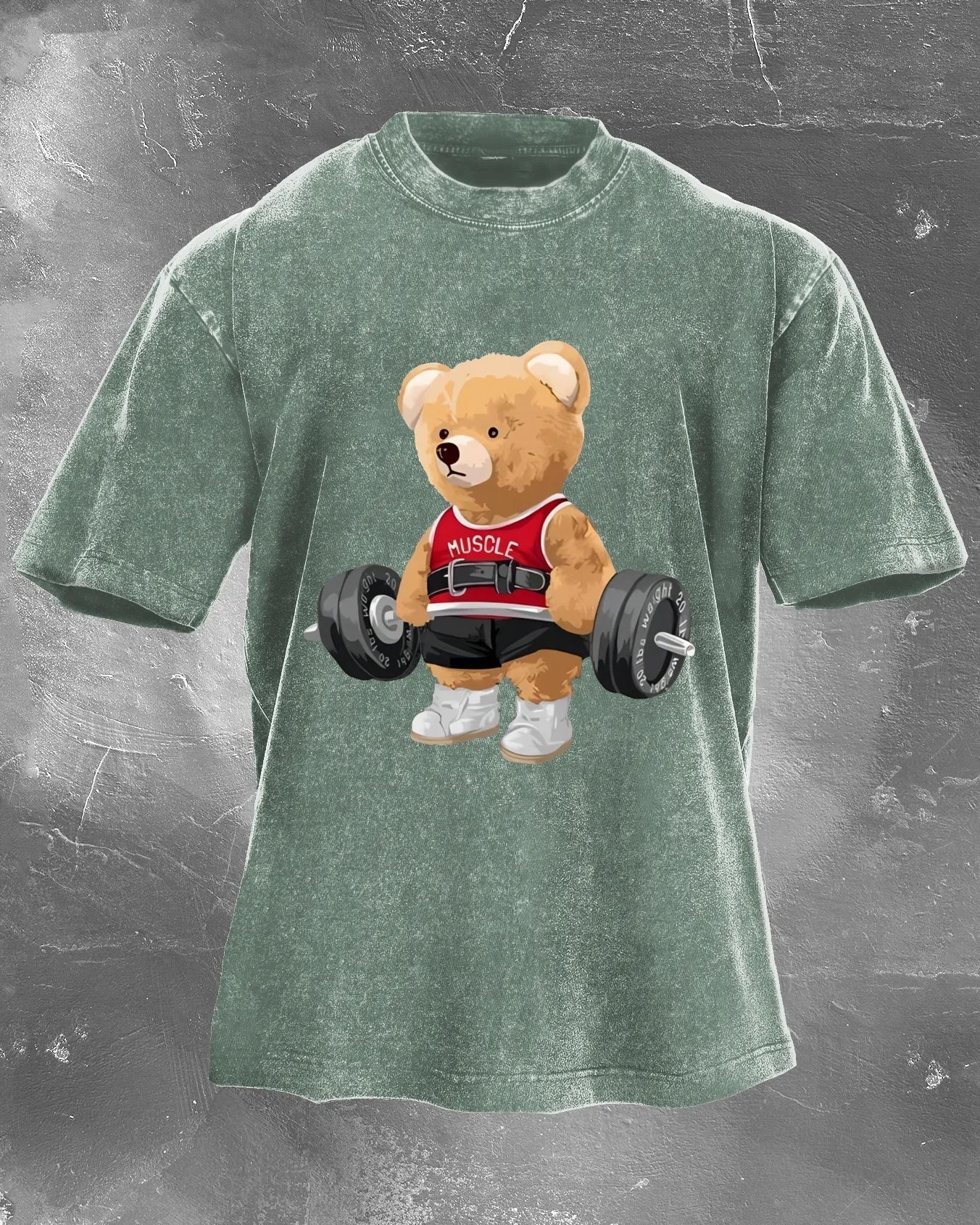 CUTE BEAR LIFTING MEN'S WASHED T - SHIRT - Ironfit