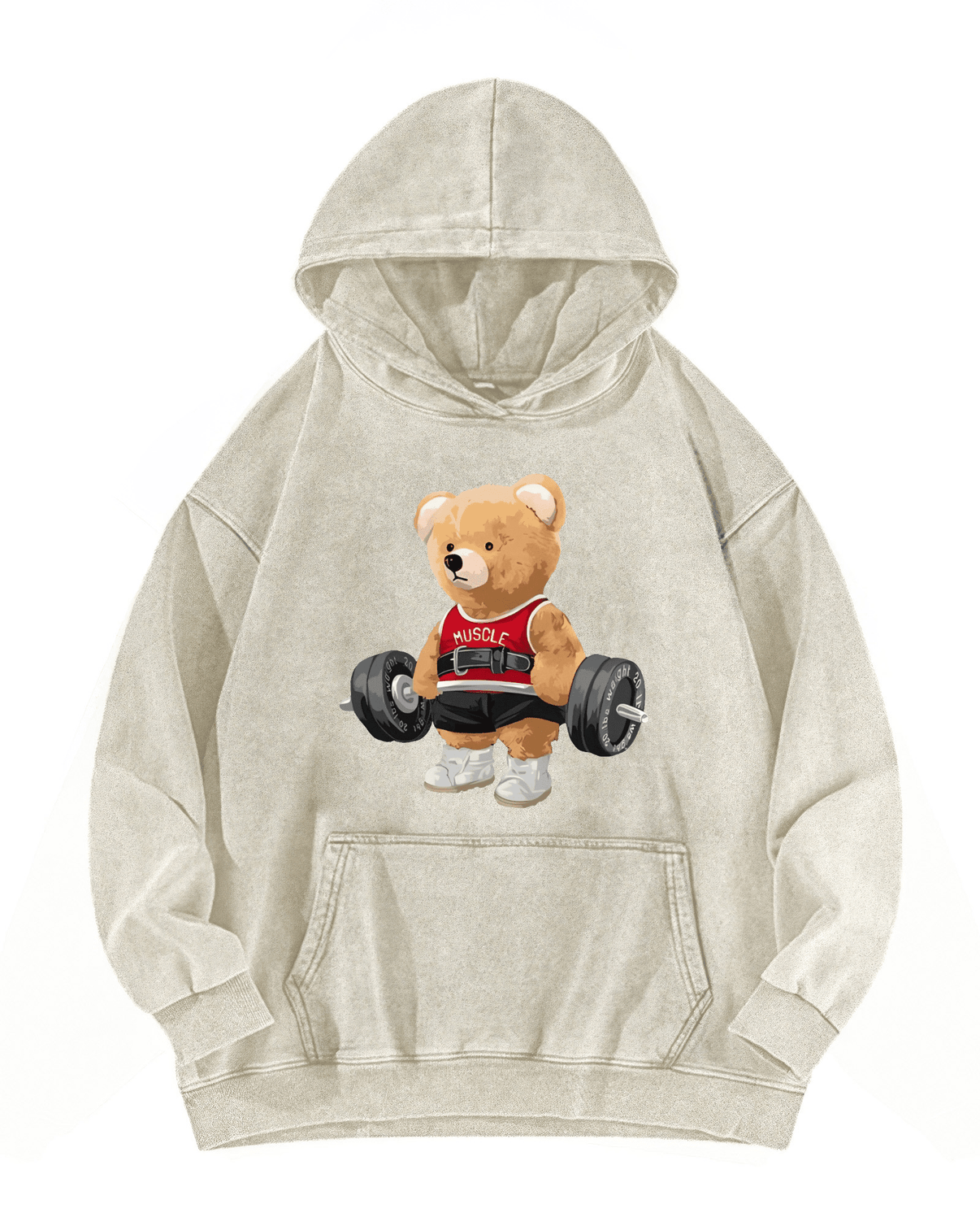 CUTE BEAR WASHED HOODIE - Ironfit