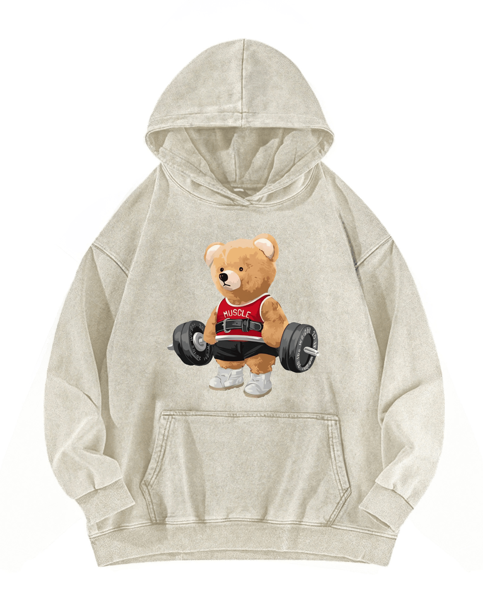 CUTE BEAR WASHED HOODIE - Ironfit