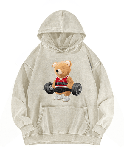 CUTE BEAR WASHED HOODIE - Ironfit