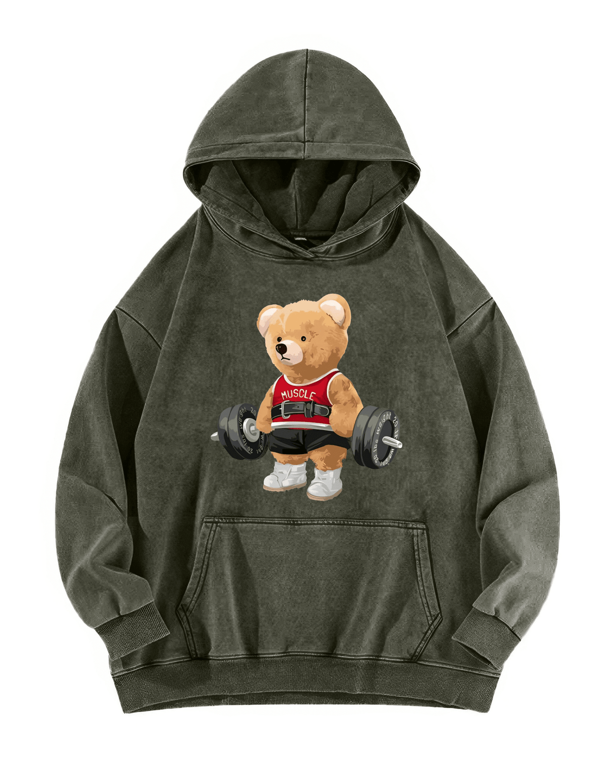CUTE BEAR WASHED HOODIE - Ironfit