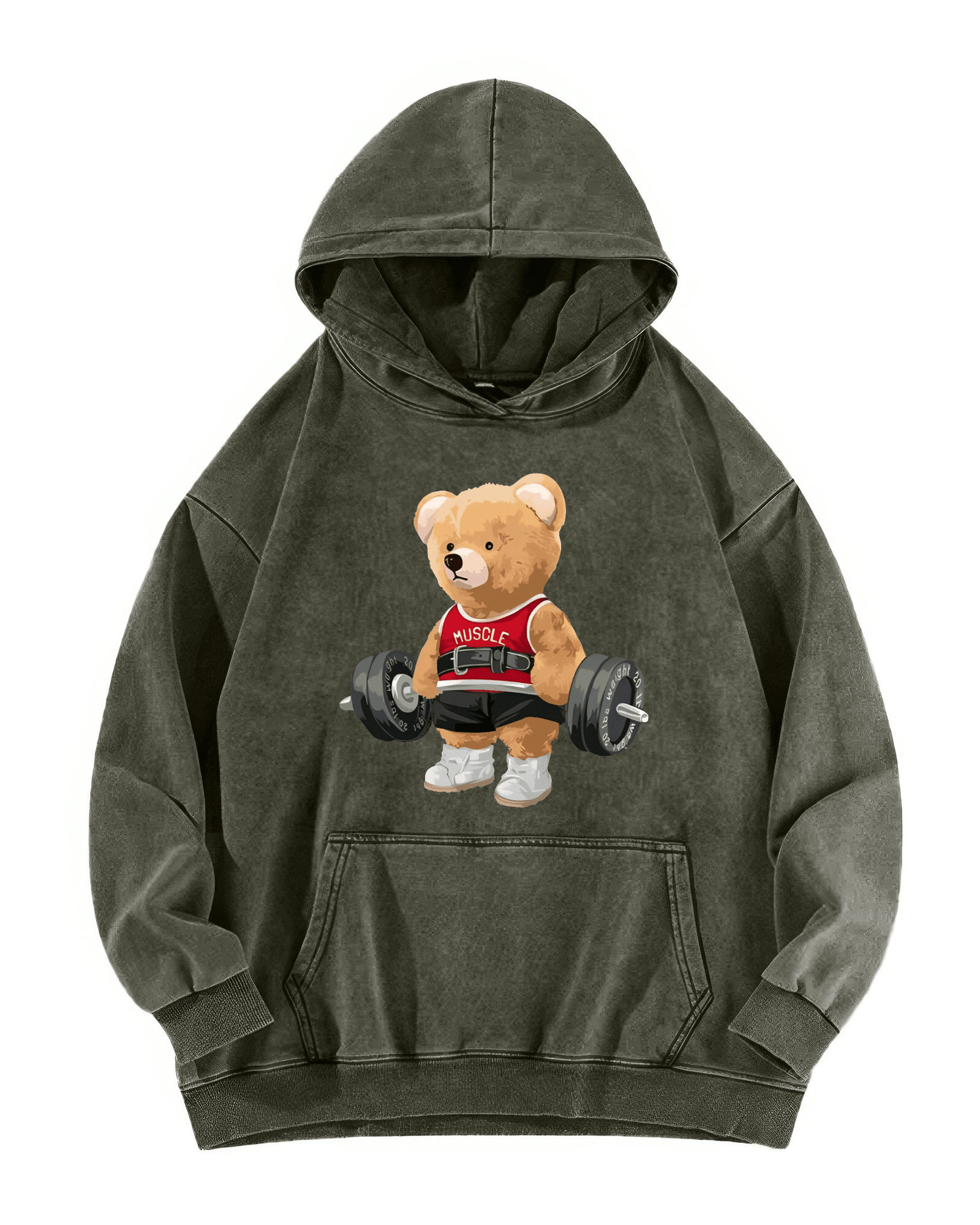 CUTE BEAR WASHED HOODIE - Ironfit
