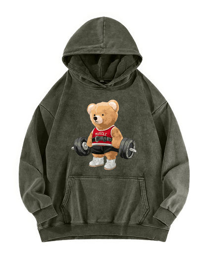 CUTE BEAR WASHED HOODIE - Ironfit