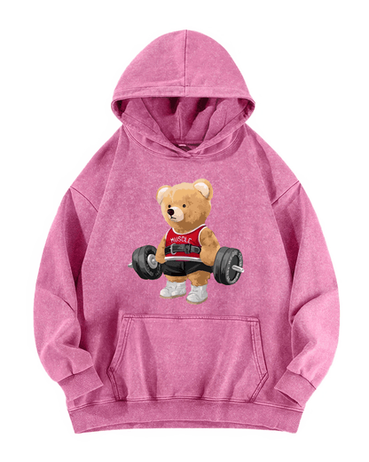 CUTE BEAR WASHED HOODIE - Ironfit