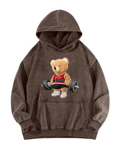 CUTE BEAR WASHED HOODIE - Ironfit