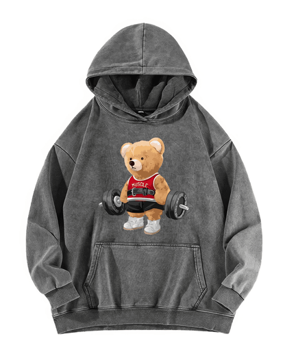 CUTE BEAR WASHED HOODIE - Ironfit