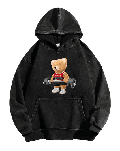 CUTE BEAR WASHED HOODIE - Ironfit