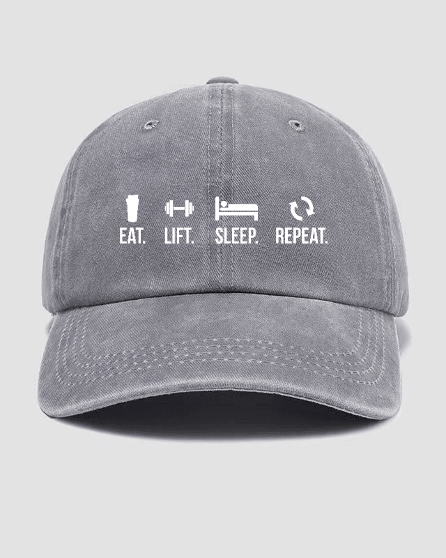 EAT LIFT SLEEP REPEAT Washed Cap - Ironfit