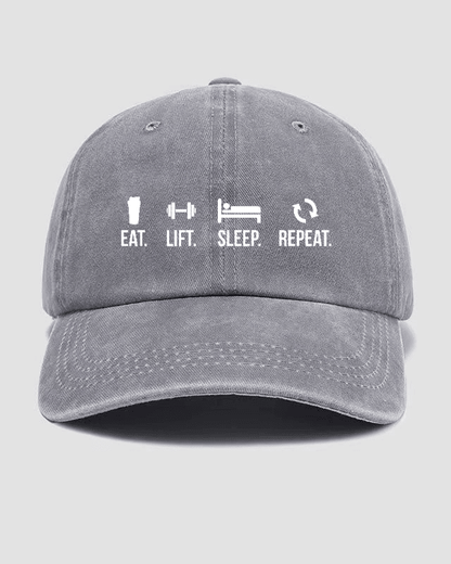 EAT LIFT SLEEP REPEAT Washed Cap - Ironfit