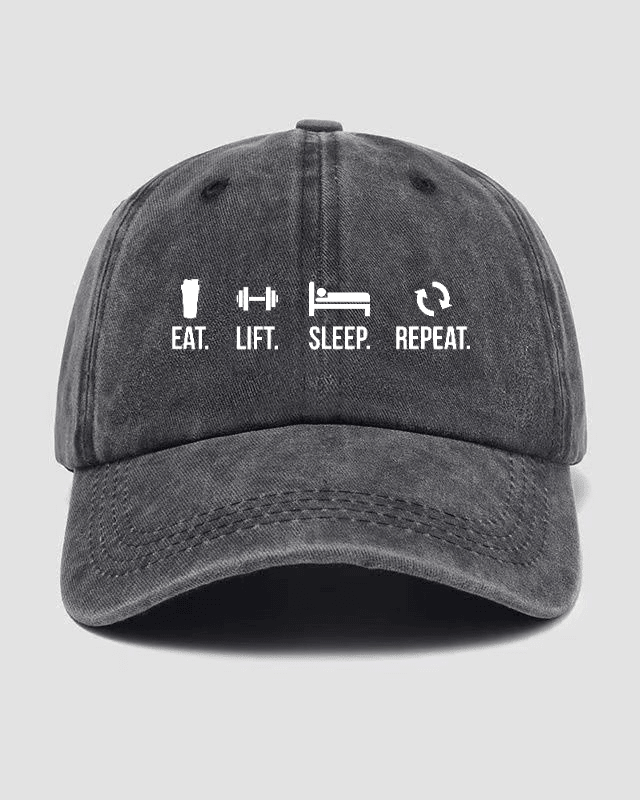EAT LIFT SLEEP REPEAT Washed Cap - Ironfit