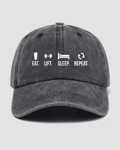 EAT LIFT SLEEP REPEAT Washed Cap - Ironfit