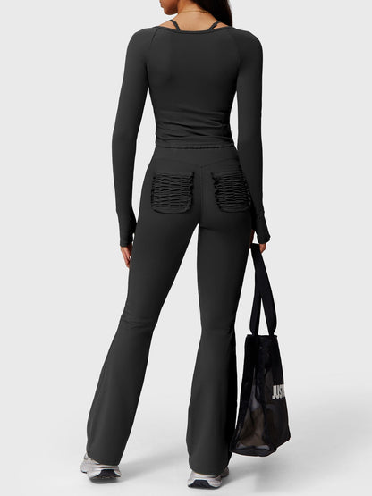 Elise Ruffle Pocket Flare Leggings - Ironfit