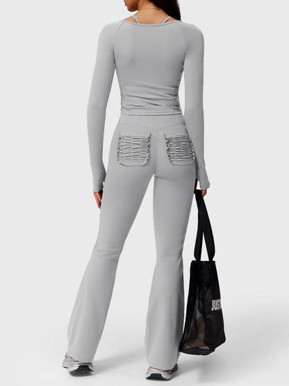 Elise Ruffle Pocket Flare Leggings - Ironfit