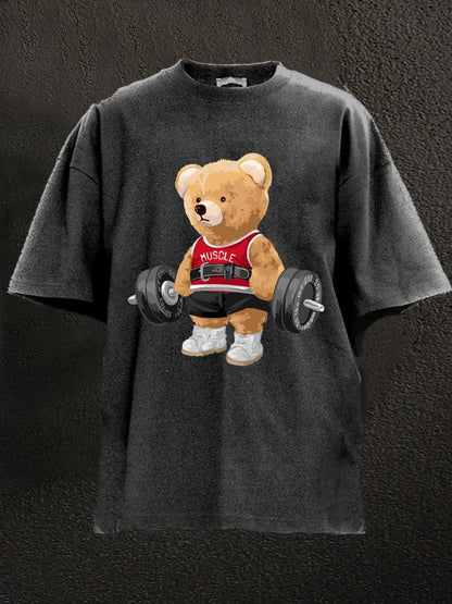 Exercise Bear Washed Gym T-Shirt - Ironfit