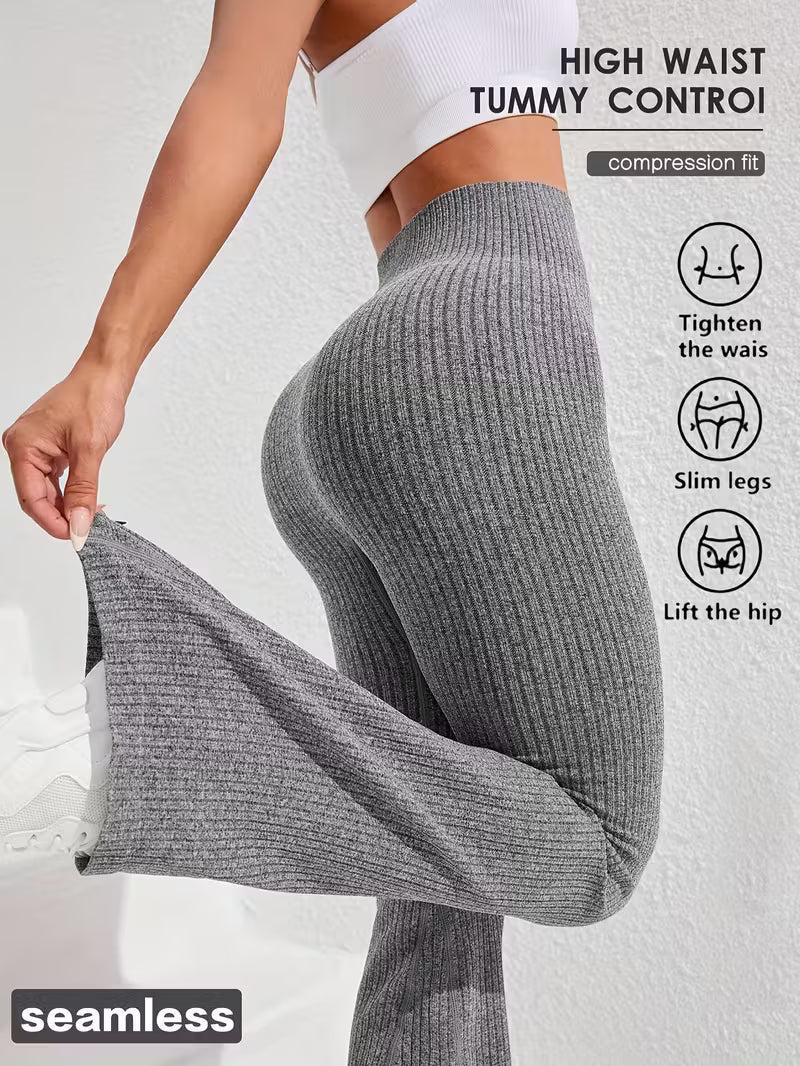 Gestreifte nahtlose Flare - Leggings - Ironfit