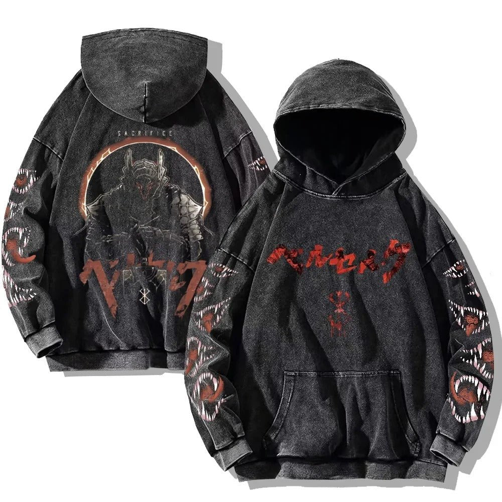 Gothic Vintage Wasch-Hoodie – Retro Oversized - Gymfit