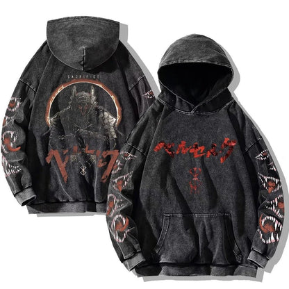 Gothic Vintage Wasch-Hoodie – Retro Oversized - Gymfit