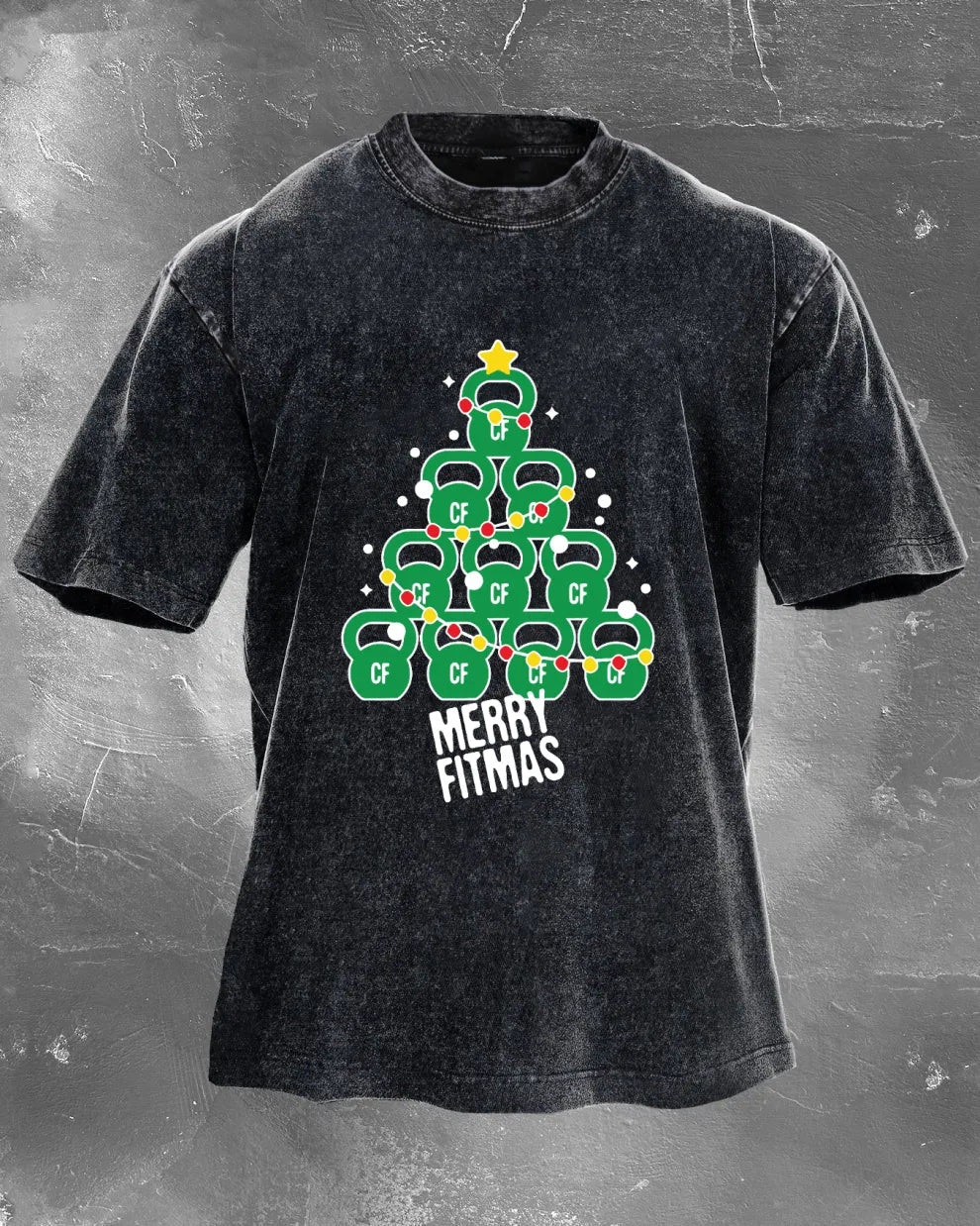 GYMFIT MERRY FITMAS WASHED T-SHIRT - Gymfit