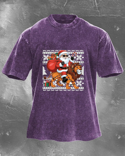 GYMFIT SANTA RIDE WASHED T-SHIRT - Gymfit