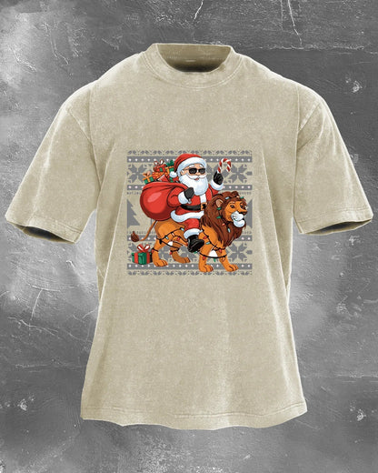 GYMFIT SANTA RIDE WASHED T-SHIRT - Gymfit