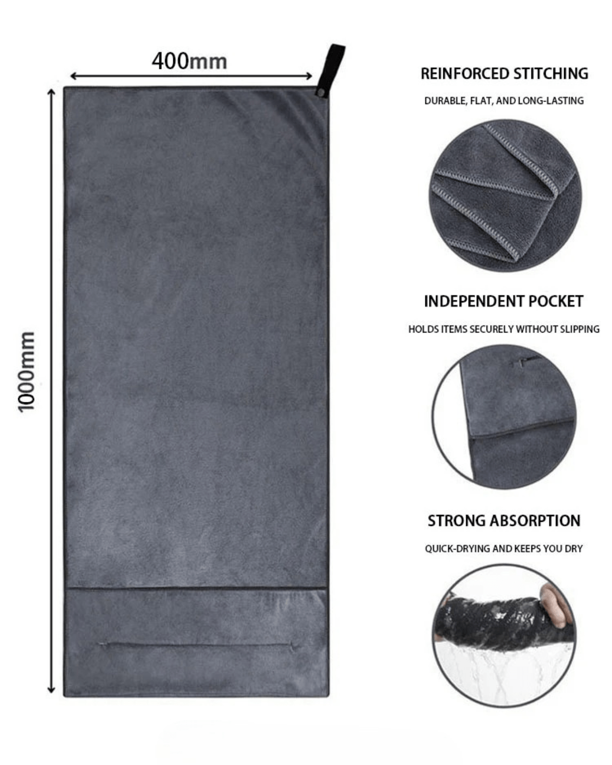 Gymfit Zip - Pocket Mikrofaserhandtuch - Gymfit