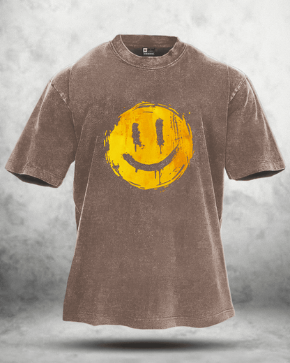 HAPPY SMILEY WASHED T - SHIRT - Ironfit