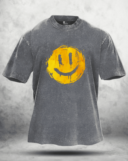 HAPPY SMILEY WASHED T - SHIRT - Ironfit