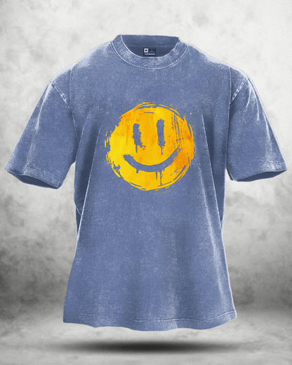 HAPPY SMILEY WASHED T - SHIRT - Ironfit