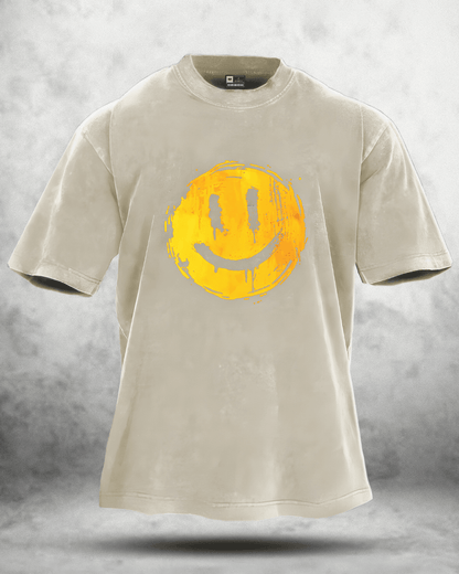 HAPPY SMILEY WASHED T - SHIRT - Ironfit