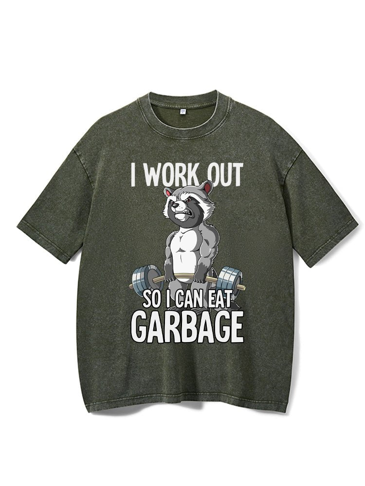 Ich trainiere, damit ich Müll essen kann. Gewaschenes Gym-T-Shirt - Gymfit