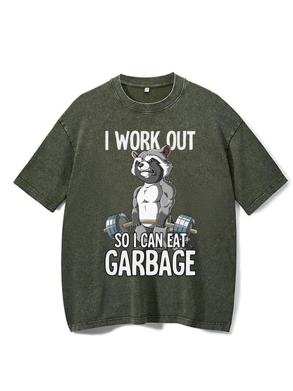 Ich trainiere, damit ich Müll essen kann. Gewaschenes Gym-T-Shirt - Gymfit