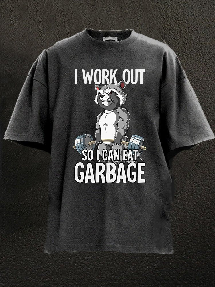 Ich trainiere, damit ich Müll essen kann. Gewaschenes Gym-T-Shirt - Gymfit