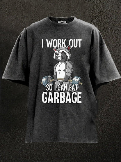 Ich trainiere, damit ich Müll essen kann. Gewaschenes Gym-T-Shirt - Gymfit