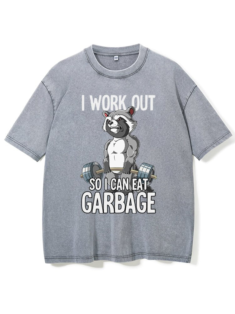 Ich trainiere, damit ich Müll essen kann. Gewaschenes Gym-T-Shirt - Gymfit