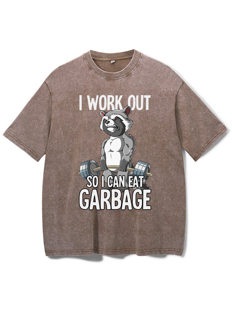 Ich trainiere, damit ich Müll essen kann. Gewaschenes Gym-T-Shirt - Gymfit