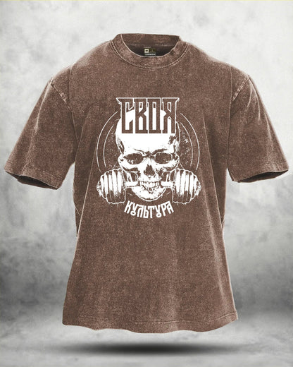 IRONFIT GYM SKULL WASHED T - SHIRT - Ironfit