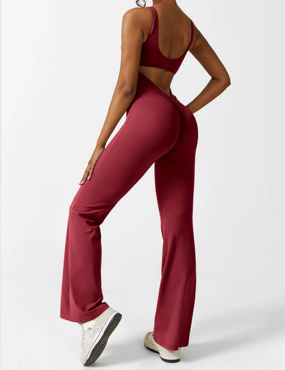 Ironfit Jumpsuit mit V - Rücken und Schlaghose - Ironfit